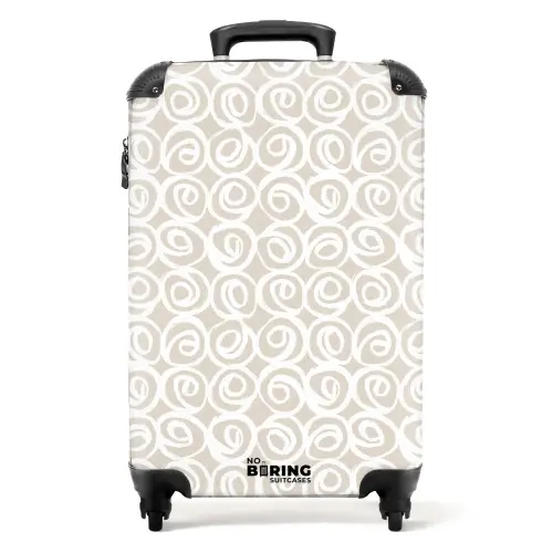 Witte krullen op taupe achtergrond NBS - Handbagage koffer - Kinderen Unisex middel -productfoto_recht
