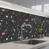 Terrazzo - Patroon - Zwart - Zacht keuken achterwand 2 middel 871 -3d_schuin