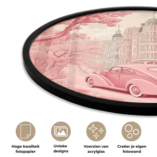 City - Car - Pink Fotolijst rond zonder passe partout klein -closeup_NL