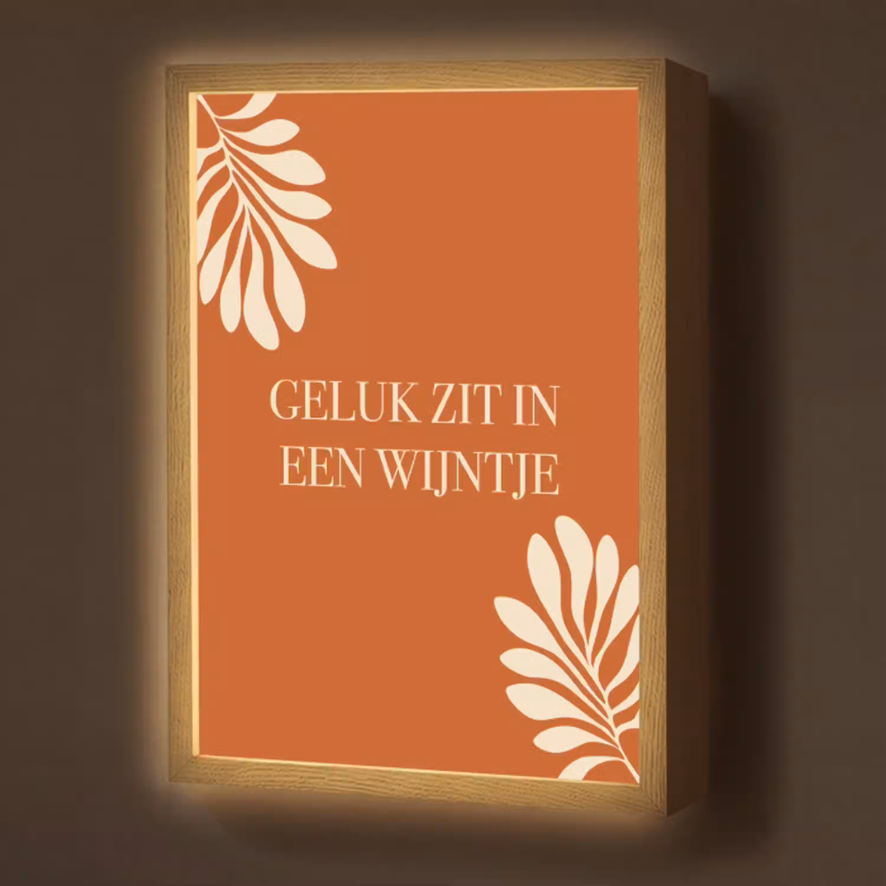 Oranje - Wijntje - Quote Light Box met batterij (Wandlamp) middel -z3d_website