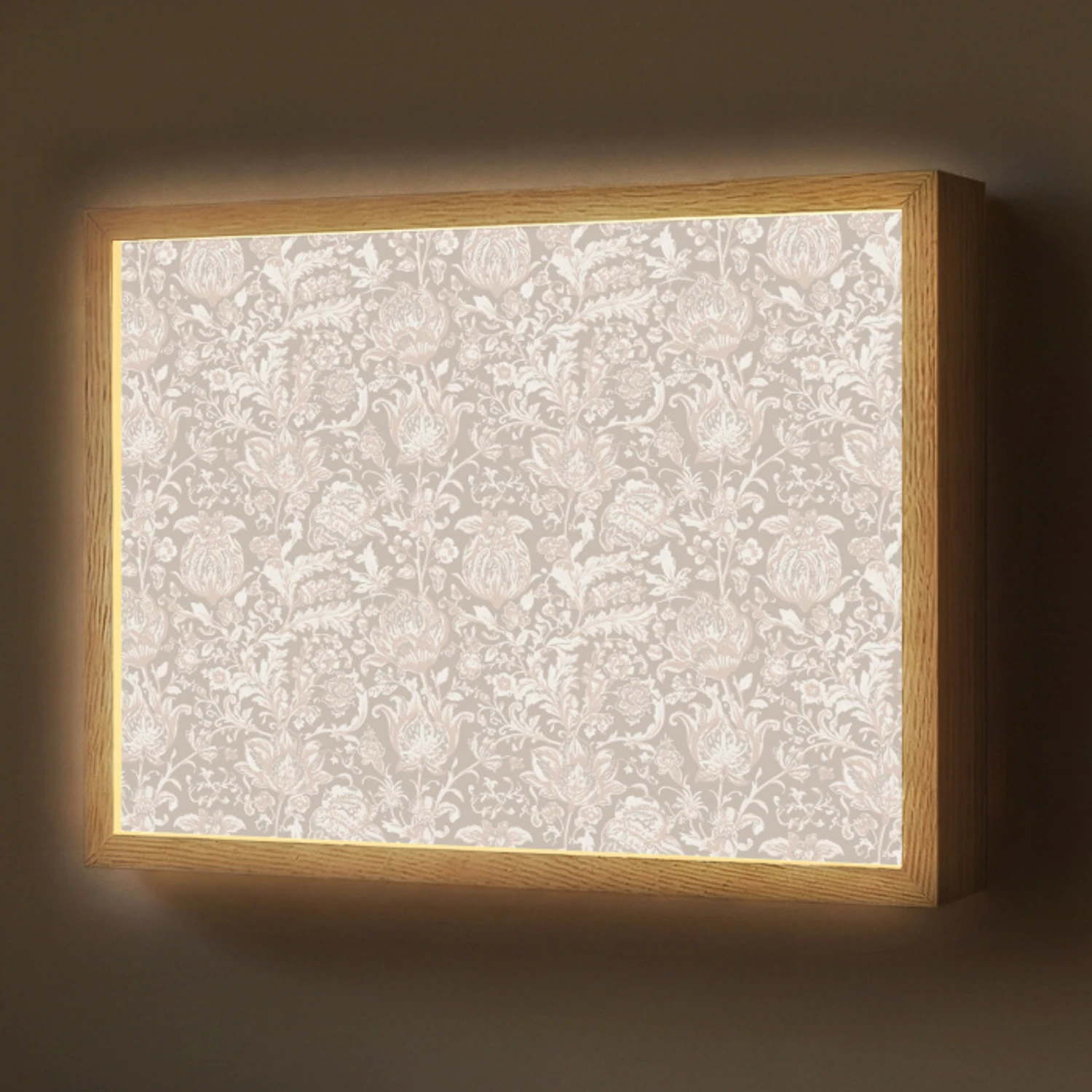 Bloemenprint - Grijs - Crème Light Box met batterij (Wandlamp) middel 907 -z3d_website