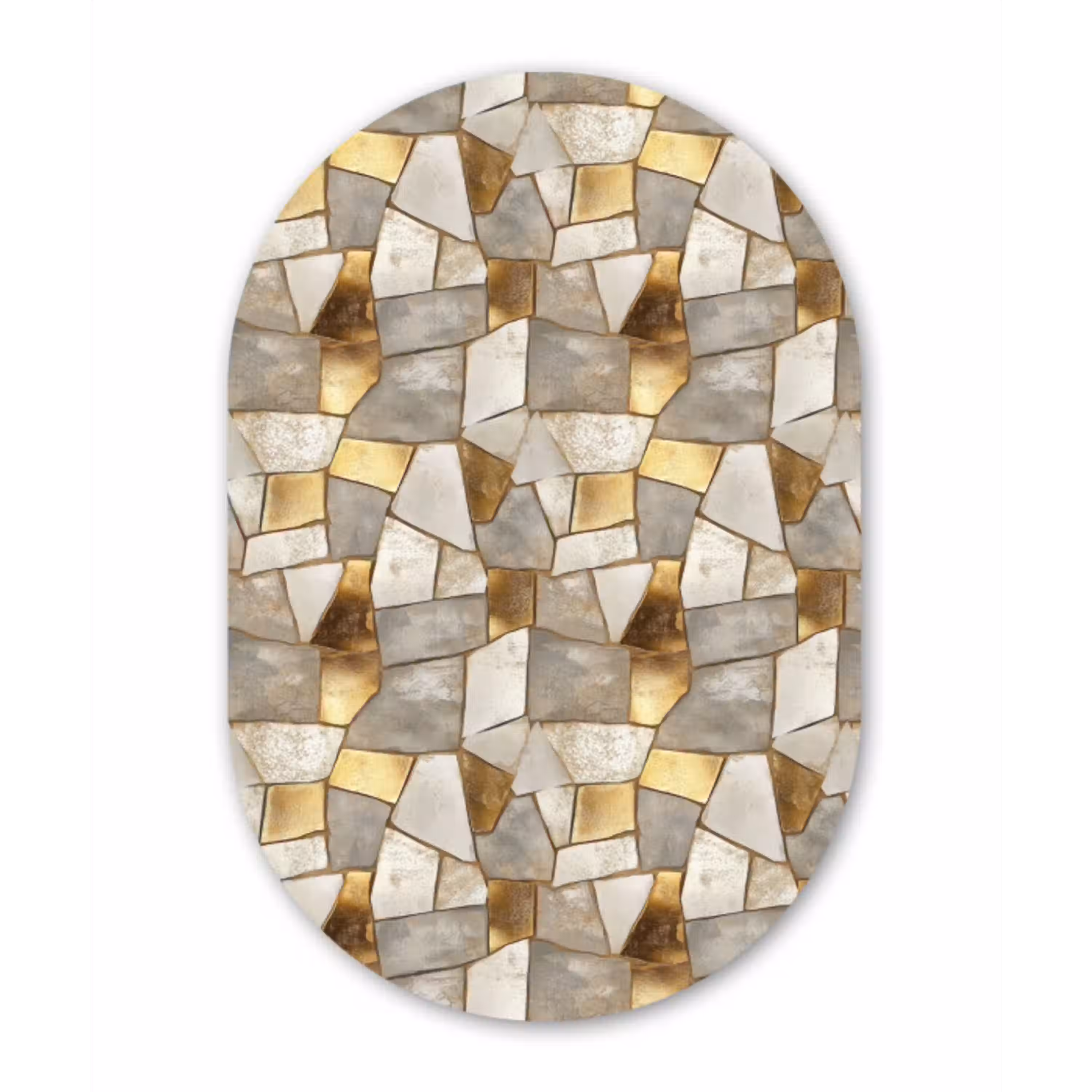 Mozaïek - Marmer - Goud Wandcirkel Ovaal Aluminium middel 839 -3d