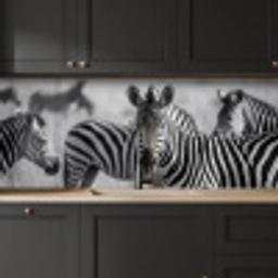 Zebra's - Zwart - Wit keuken achterwand 2 middel -sfeer1