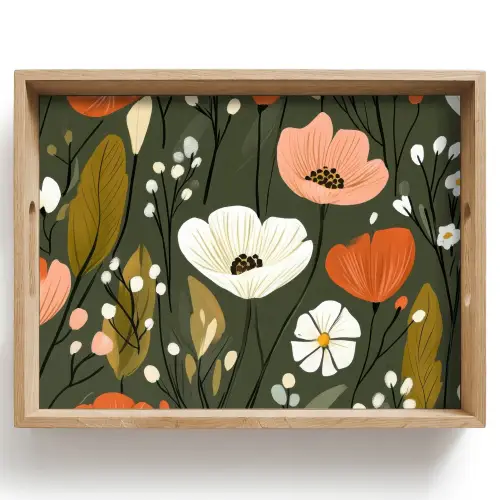 Bloemen - Illustratie - Groen Dienblad Rechthoek middel -z3d_shopping