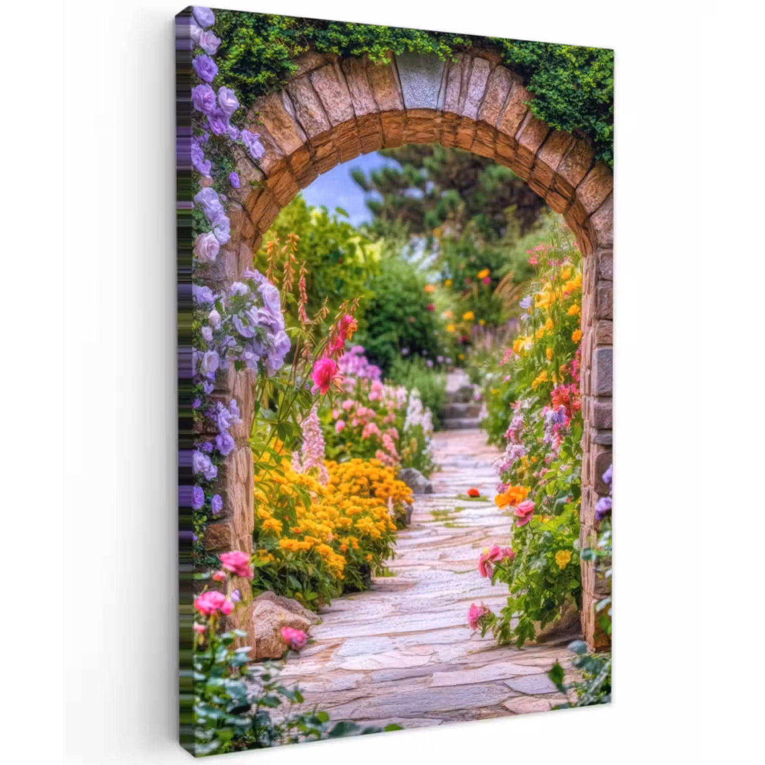 Buiten canvas - Doorkijk - Bloemen - Pad - Natuur