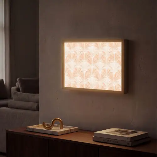 Waaier - Patroon - Perzik Light Box met batterij (Wandlamp) middel 907 -sfeer1