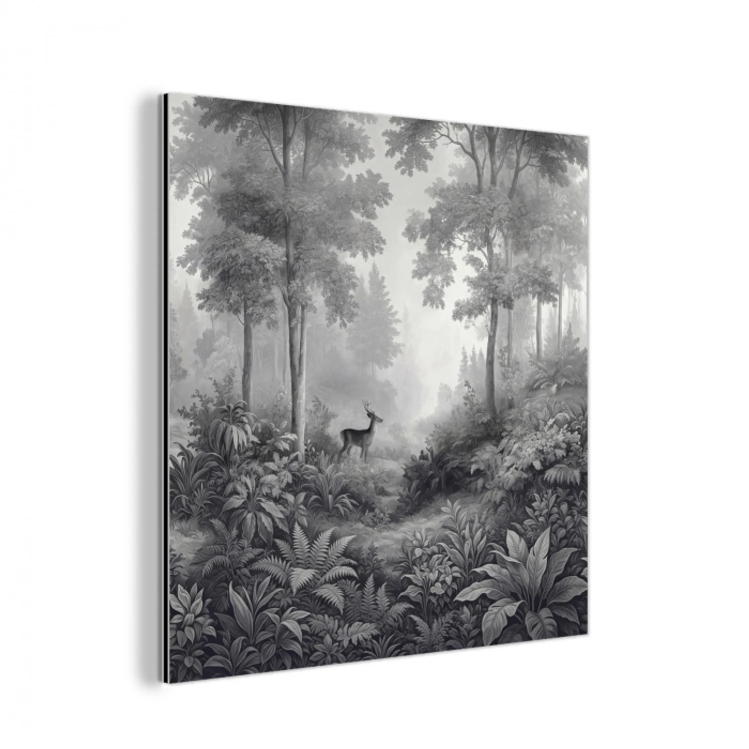 Bos - Hert - Zwart - Wit aluminium wit klein -3d