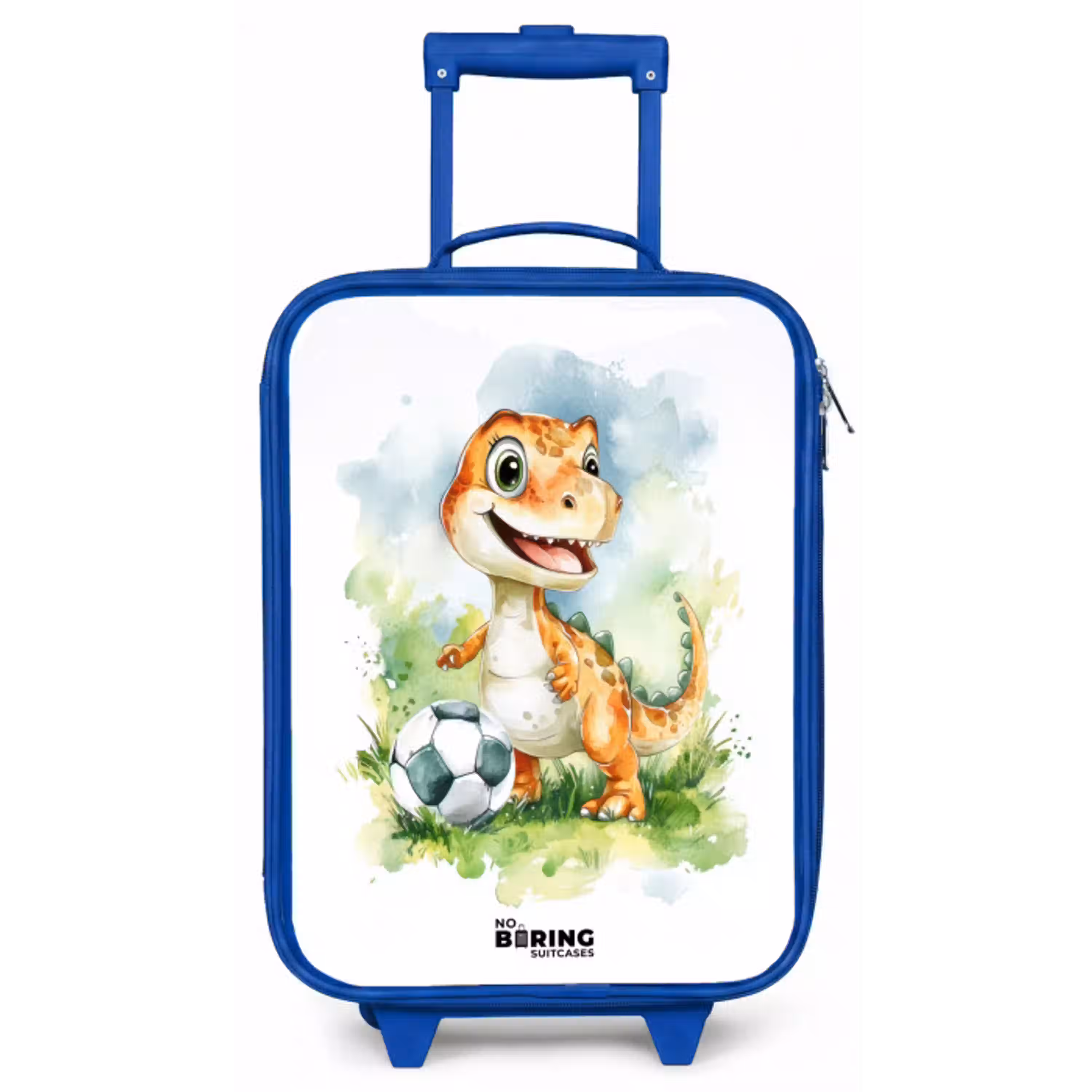 Dino met voetbal in kleurrijk veld Kinderkoffer - Blauw klein -zz3dotto
