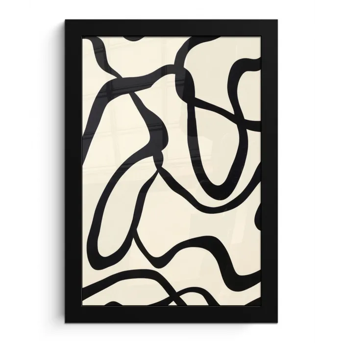 Abstract - Lijnen - Modern - Beige fotolijst zwart zonder passe partout klein -3d