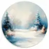 Bos - Winter - Natuur - Abstract - Sneeuw Wandcirkel kunststof plaat 5mm dik klein -3d