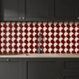 Rood - Tegelpatroon - Crème keuken achterwand 2 middel 871 -sfeer1