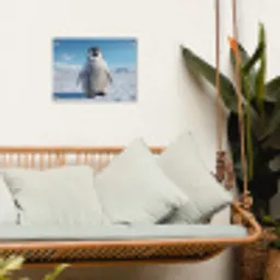 Pinguïn - Sneeuw - Landschap - Wit tuinposter los doek klein -sfeer7