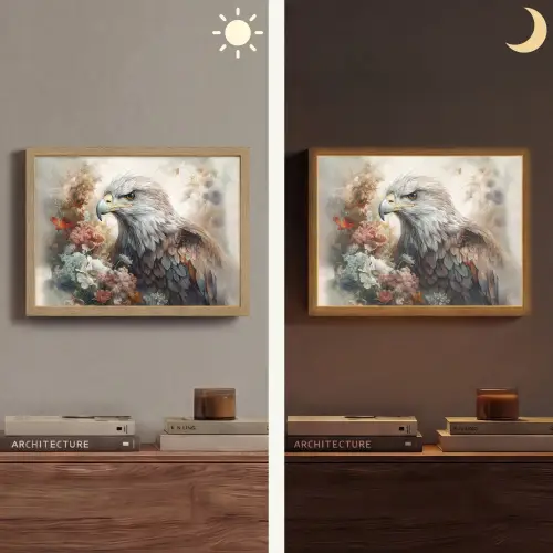 Arend - Adelaar - Vogel - Bloemen - Natuur Light Box met batterij (Wandlamp) middel -sfeer3