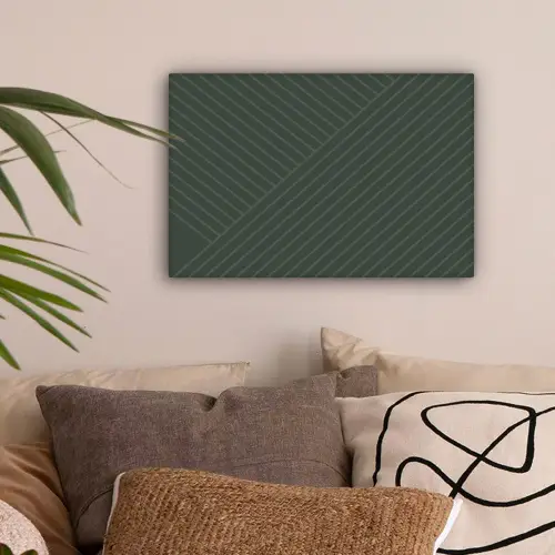 Lijnen - Abstract - Groen - Minimalistisch canvas 2cm klein -sfeer1