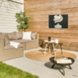 Vrouw - Beige - hoed Tuinposter op houten frame 2 cm dik klein -sfeer2
