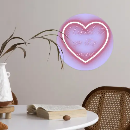 I liked it so it's mine - Neon hart - Paars Wandcirkel behangsticker klein -sfeer3