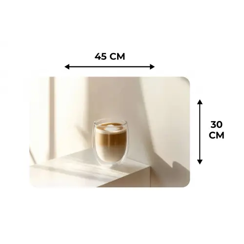 Mok - Latte - Minimalistisch - Schaduw Placemat vinyl groot -specs