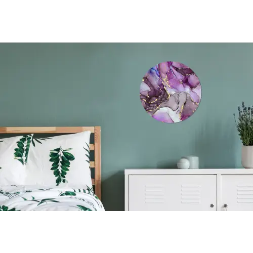 Marmer - Roze - Paars - Gold Wandcirkel aluminium klein -slaapkamer