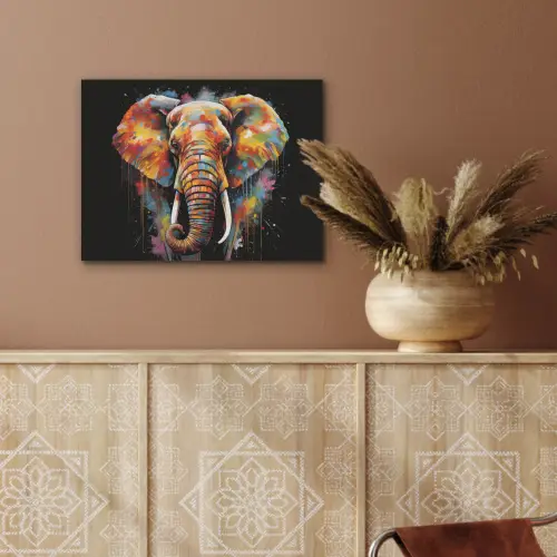 Olifant - Graffiti - Zwart - Dieren - Kleuren PET vilt klein -sfeer4
