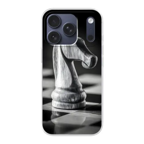 Paard - Hout - Schaalbord - Zwart Telefoonhoesje iPhone 17 Pro klein -3d