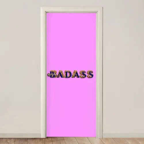 Felroze - Badass - Panterprint - Schaduw deurposter klein -3d_beige