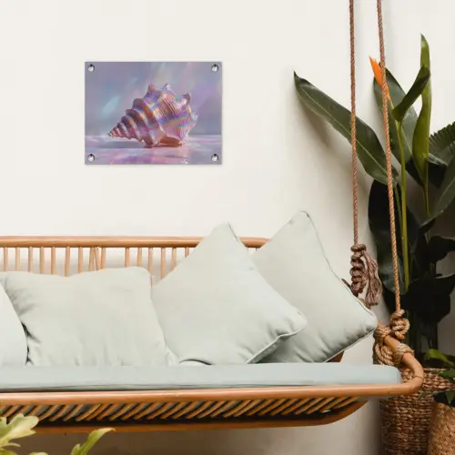 Schelp - Glanzend - Regenboogtinten tuinposter los doek klein -sfeer7