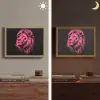 Leeuw - Zwart - Roze - Neon Light Box met batterij (Wandlamp) middel -sfeer3