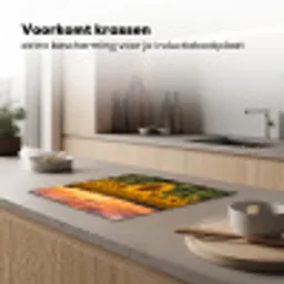 Zonnebloemen - Heuvellandschap - Geel Inductie beschermer vinyl 3mm middel -sfeer1
