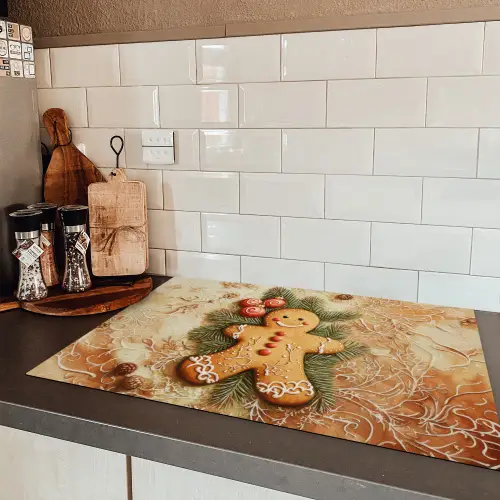 Kerstmis - Koekje - Poppetje - Speculaas Inductie beschermer vinyl 3mm klein -sfeer3