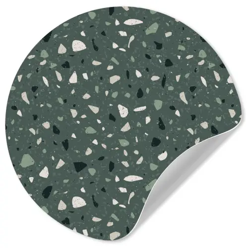 Terrazzo -  Patroon - Kleurrijk - Groen Wandcirkel behangsticker klein 186 -3d