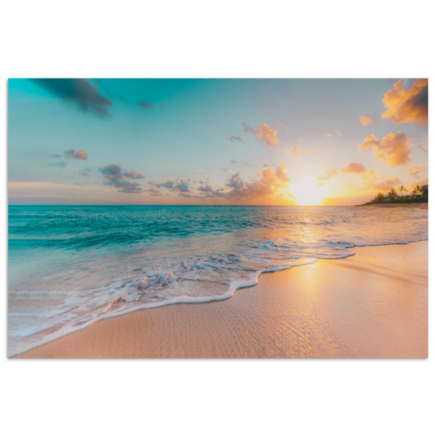 Zonsondergang - Strand - Zee - Zomer - Blauw poster papier klein -3d