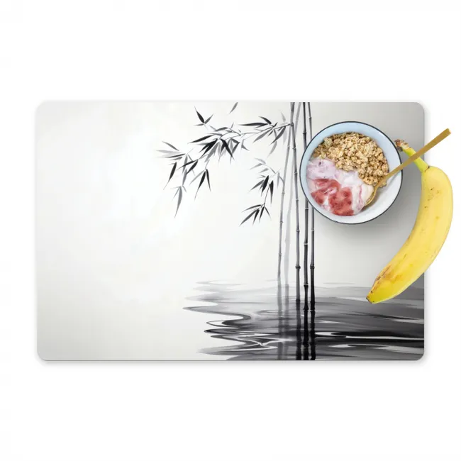 Bamboestammen - Water - Minimalistisch - Wit Placemat vinyl groot -zzzproduct_Kitchenyeah-website