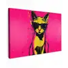Kat - Art - Zonnebril - Roze Tuinposter op houten frame 2 cm dik klein -3d
