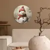 Sneeuwpop - Winter - Sneeuw - Beige Wandcirkel kunststof plaat 5mm dik klein -sfeer1