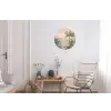 Tropisch landschap - palmbomen - Bloemen - Roze lucht Wandcirkel aluminium klein -woonkamer