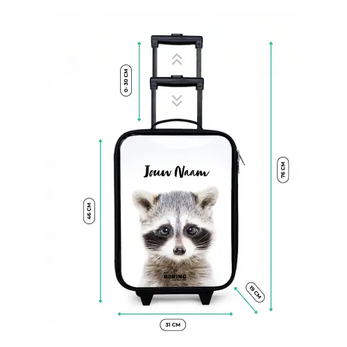 Rachid Racoon Kinderkoffer - Zwart klein -productfoto_formaten