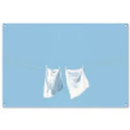 Lakens - Waslijn - Blauw - Minimalistisch tuinposter los doek groot -3d