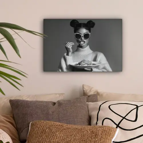 Vrouw - Pasta - Zonnebril canvas 2cm klein -sfeer1