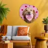 Hond - Kiss- Valentijn - Hartjes Wandcirkel Organisch Plexiglas middel -sfeer4