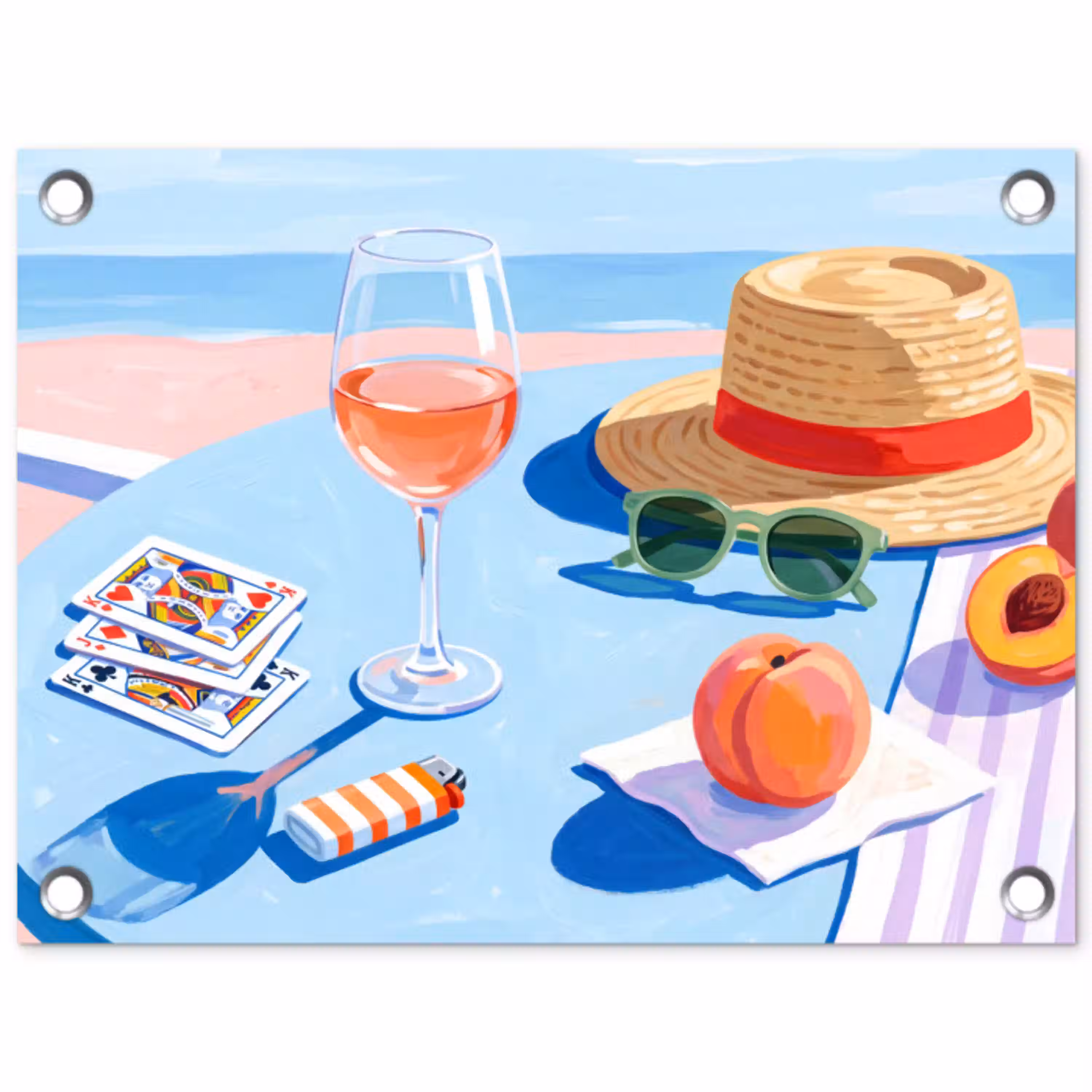 Strand - Picknick - Zomer tuinposter los doek klein -3d