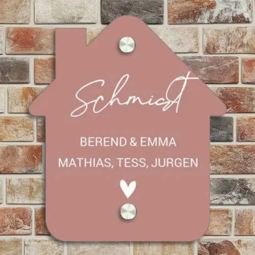 Effen oudroze - Sierlijk Naambord Huisje klein -sfeer6