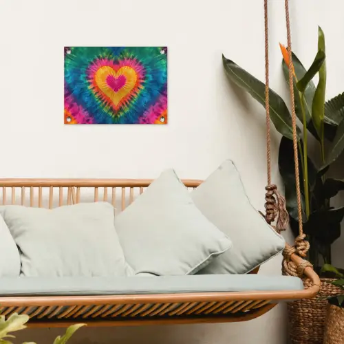 Hart - Tie Dye - Kleurrijk tuinposter los doek klein -sfeer7