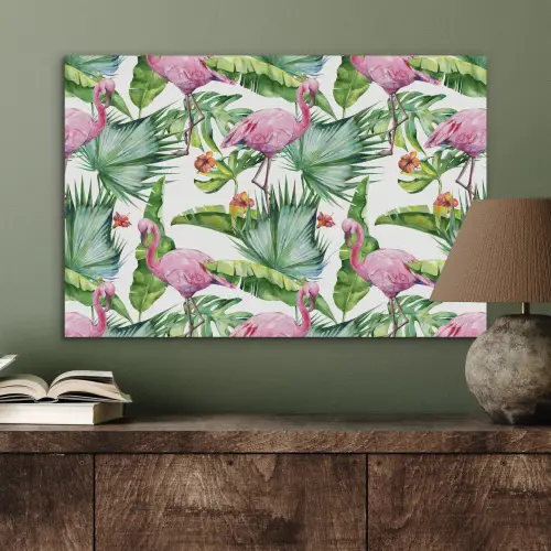 Bladeren - Flamingo - Bloemen - Jungle PET vilt middel -sfeer2