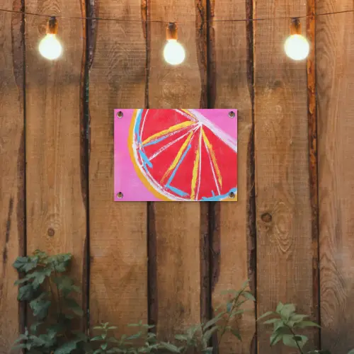 Grapefruit - Geschilderd - Roze - Strepen tuinposter los doek klein -sfeer1