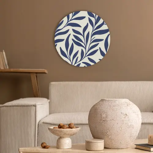 Bladeren - Klimop - Donkerblauw Akoestische PET Vilt - Rond klein -sfeer1