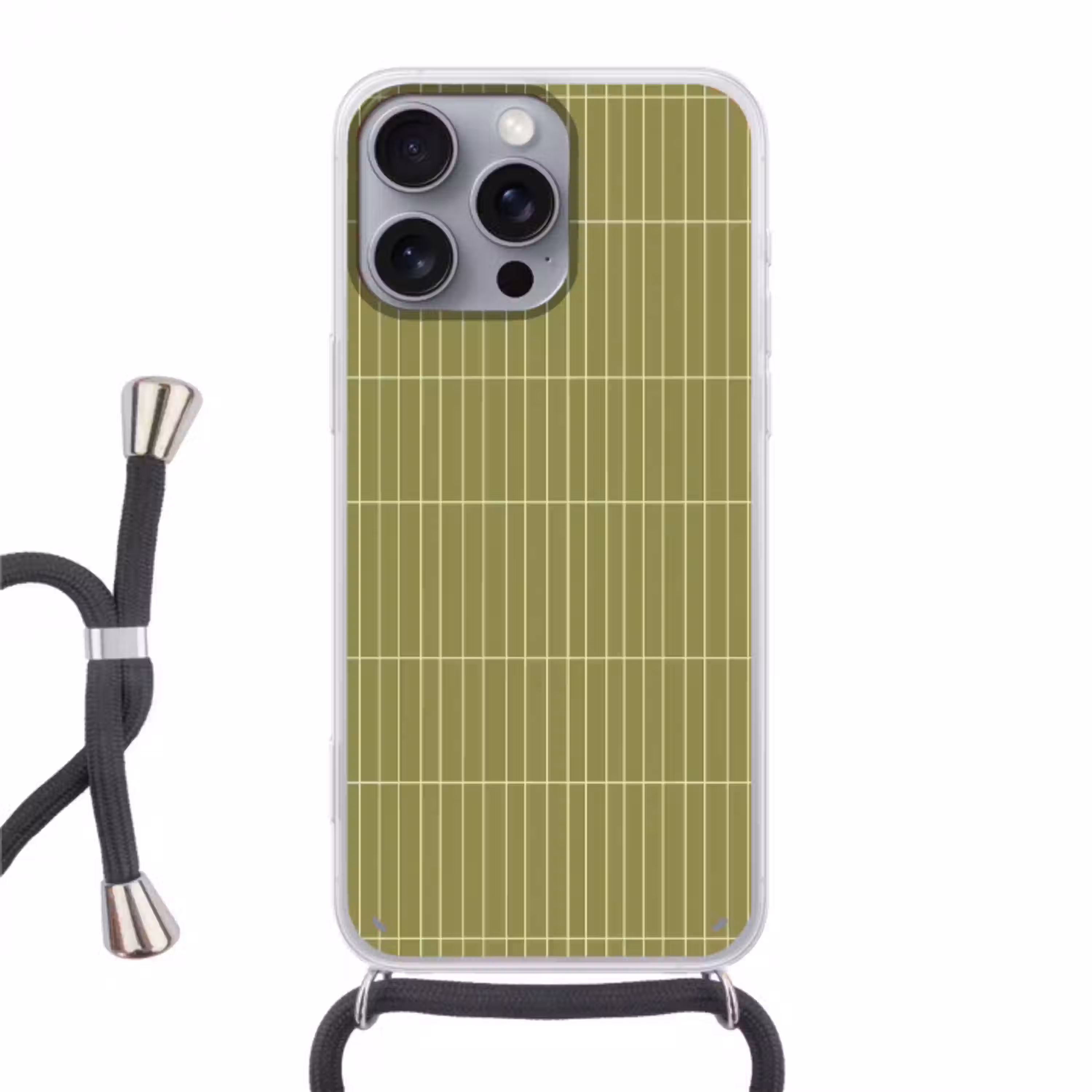 Verticaal - Wandtegel - Olijfgroen Hoesje iPhone 16 Pro Max met koord klein 804 -3d
