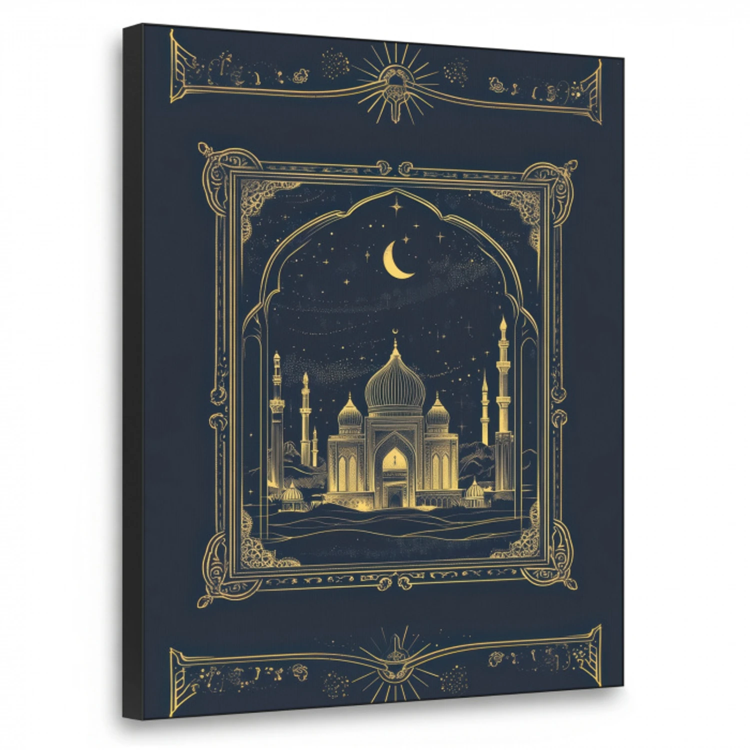 Moskee - Islam - Goud - Ramadan - Islamitische Textielframe zwart klein -3d