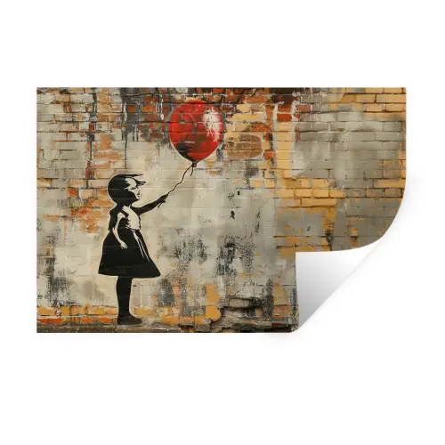 Graffiti - Banksy - Meisje - Street art Muursticker klein -3d