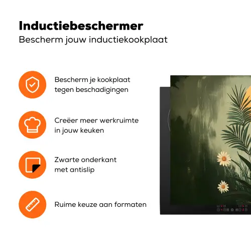 Bloemen - Bladeren - Zon - Groen Inductie beschermer vinyl 3mm klein -zzzzzzz-td-ups
