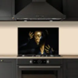 Make up - Kunst - Vrouw - Luxe - Goud keuken achterwand spatscherm klein -sfeer1